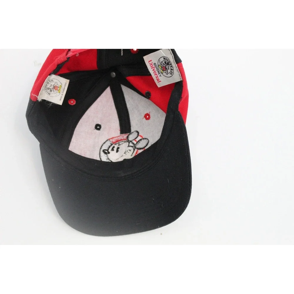 Vintage Disney Mickey & Co Red Black Snapback Hat Universal Industries Kids